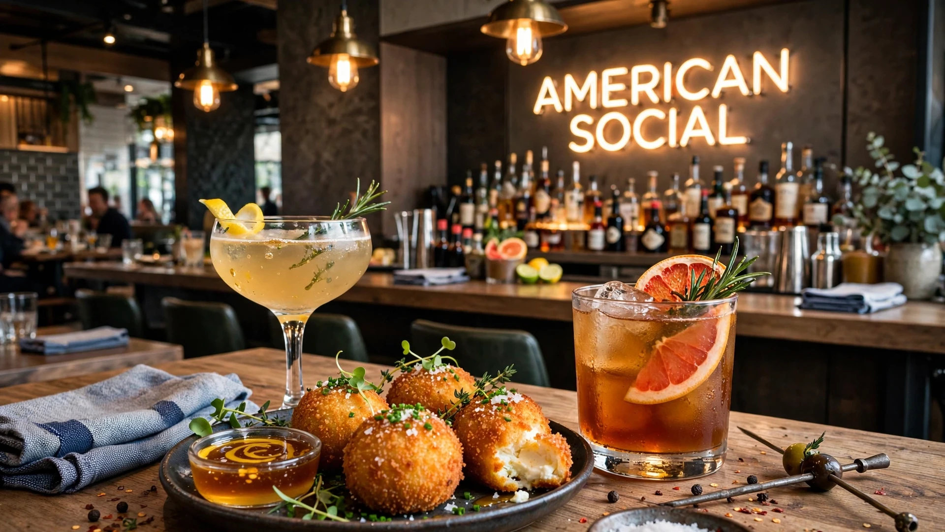 American Social happy hour: signature cocktails and bar bites