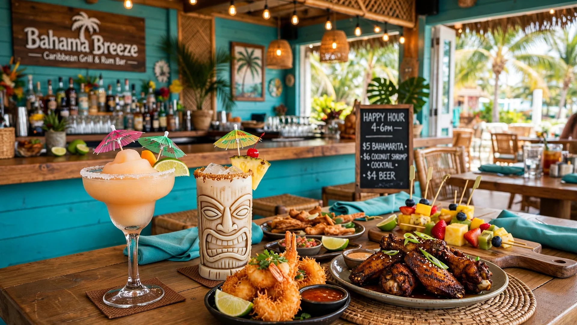 Bahama Breeze happy hour: tropical cocktails and Caribbean appetizers