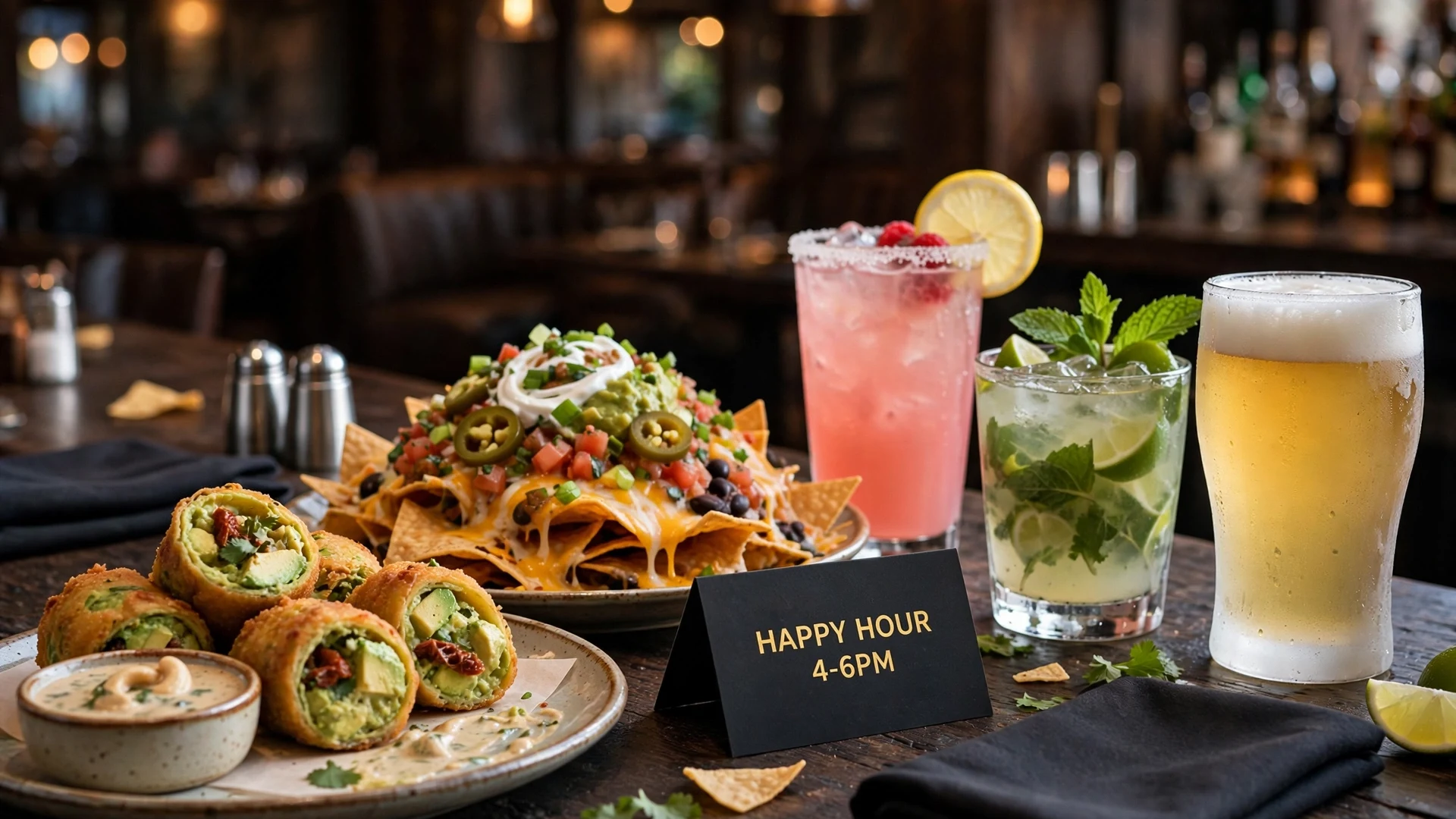 Cheesecake Factory happy hour: avocado eggrolls, cocktails and draft beer