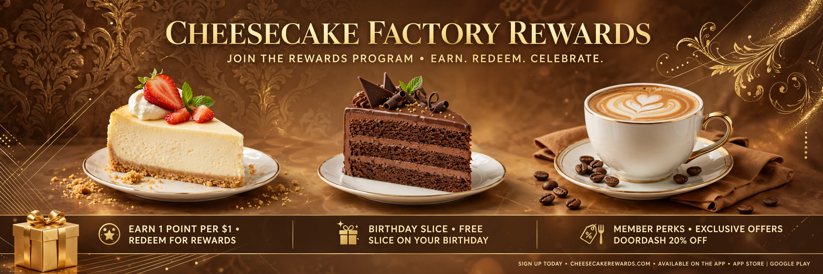 Cheesecake Factory birthday reward: free Birthday Slice of cheesecake or layer cake