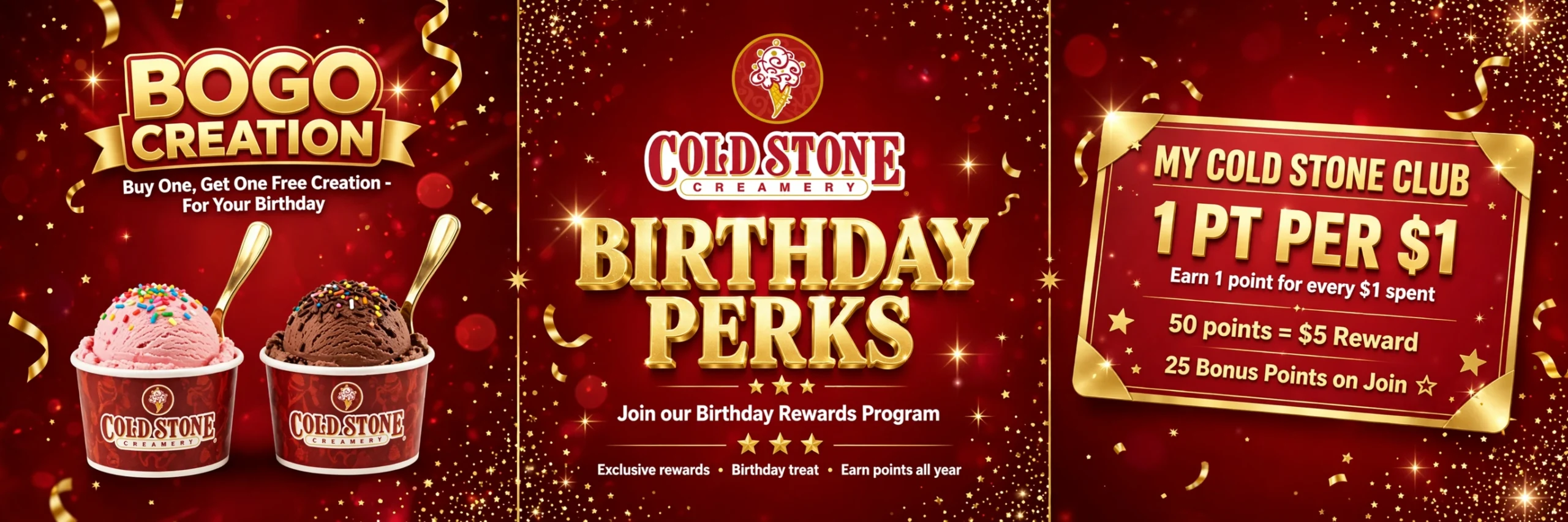 Cold Stone birthday reward: BOGO Creation and My Cold Stone Club points perks