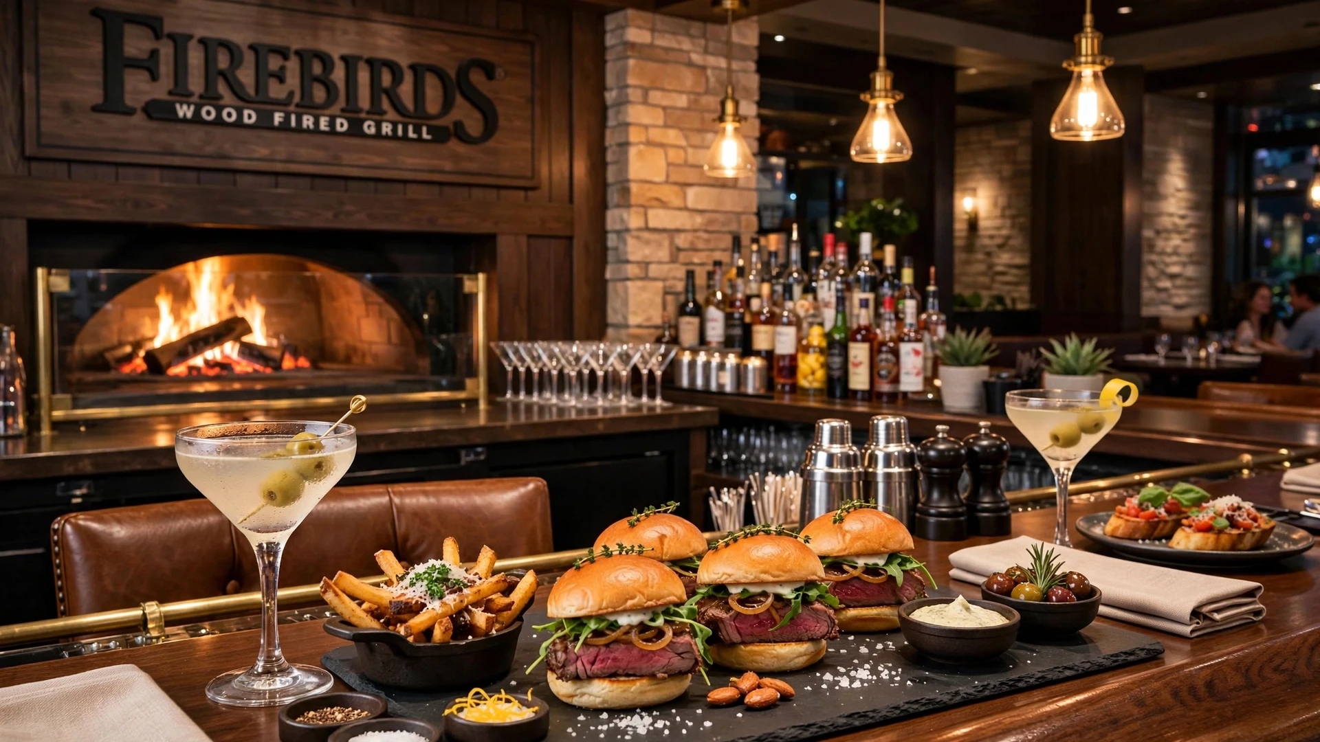 Firebirds happy hour: wood-fired bar bites and martinis at the FIREBAR