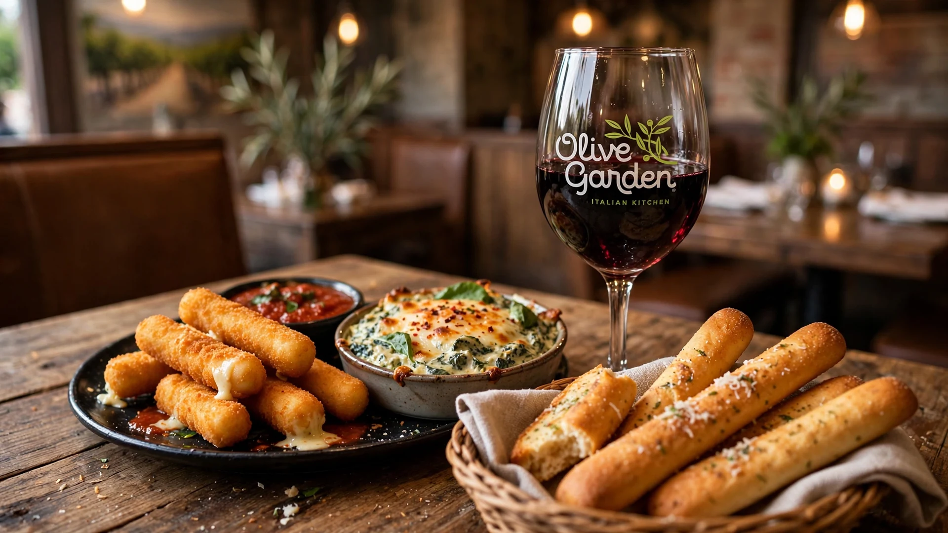 Olive Garden happy hour: $5 appetizers and wine with breadsticks