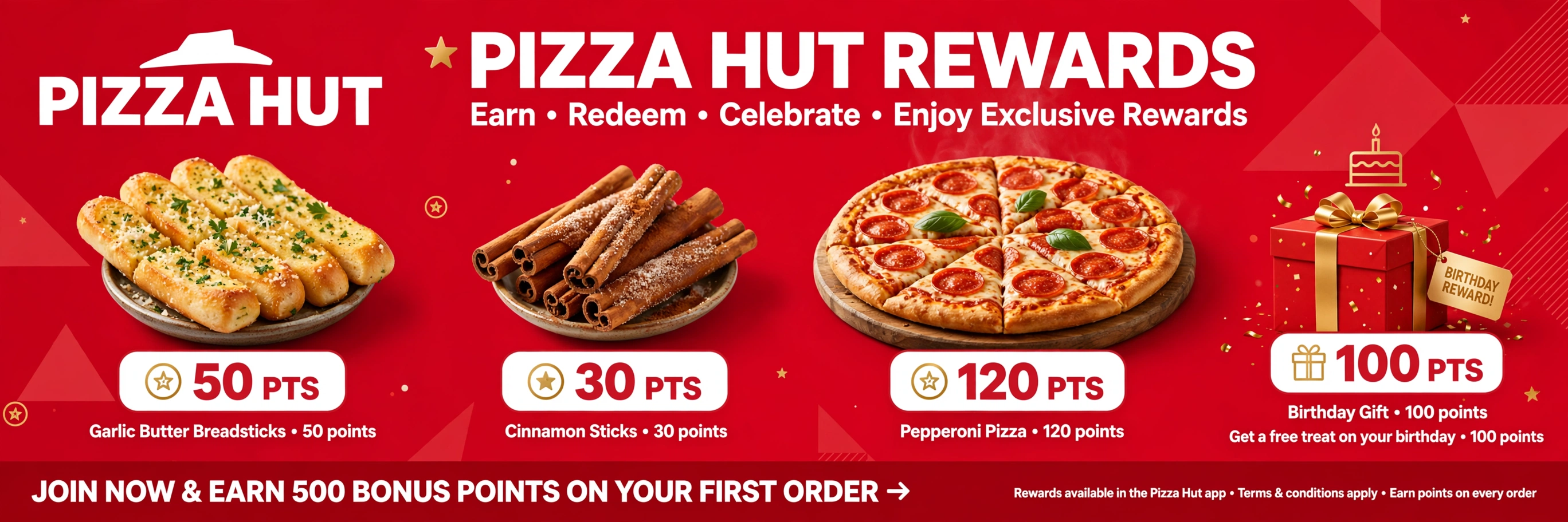 Pizza Hut birthday reward: free birthday treat plus Hut Rewards points
