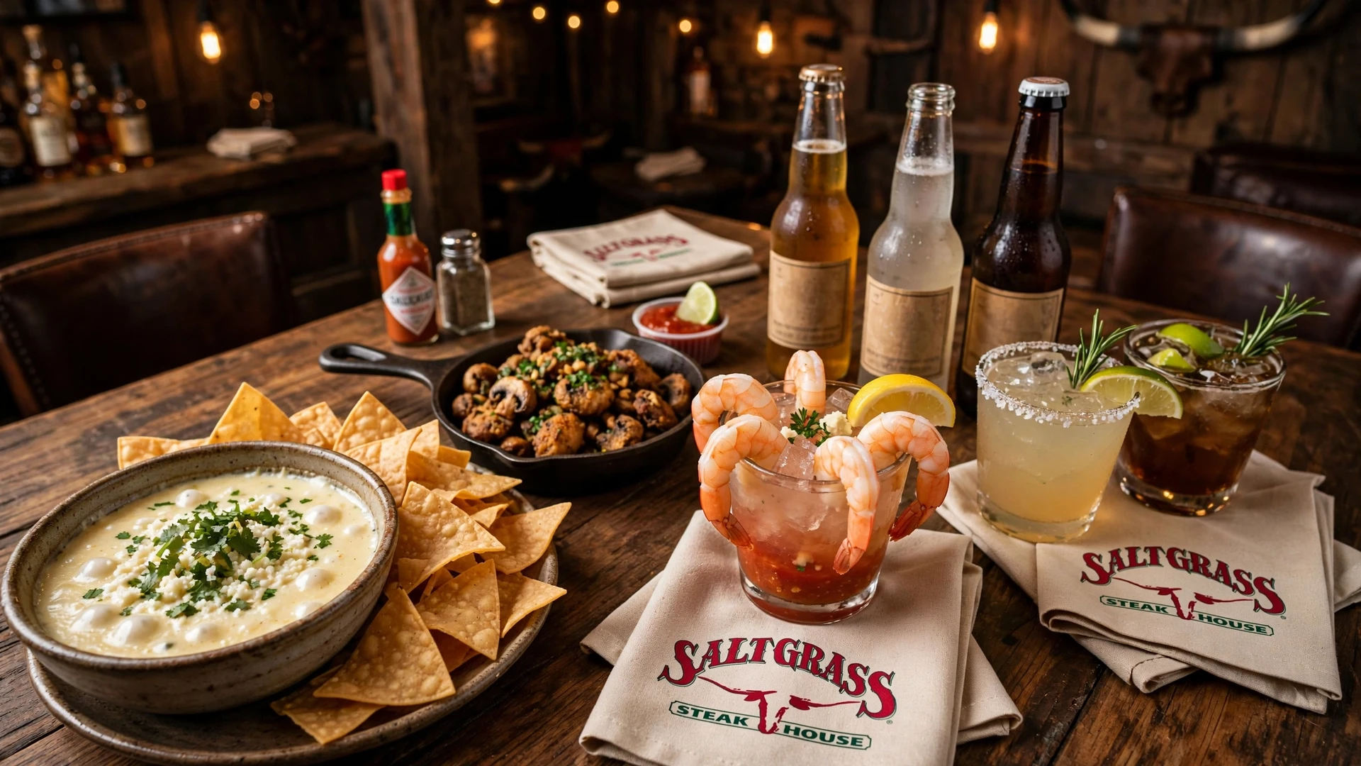 Saltgrass happy hour: steakhouse appetizers, cocktails and cold beers