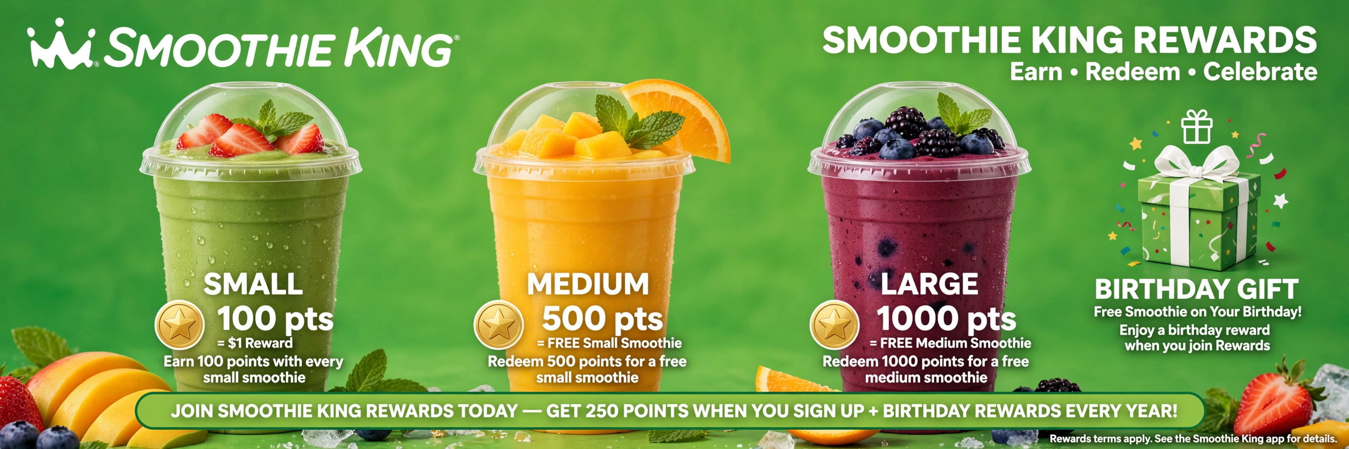 Smoothie King birthday reward: tier-based birthday rewards plus Purpose Points