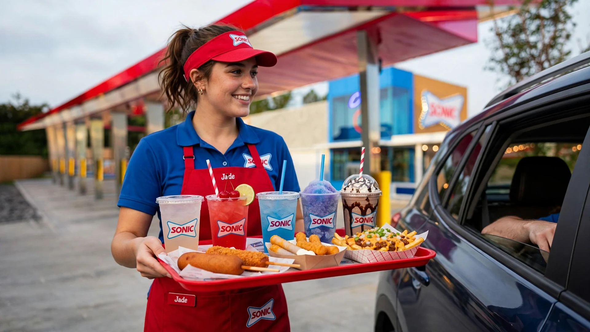 Sonic happy hour: half-price cherry limeade and blue raspberry slush