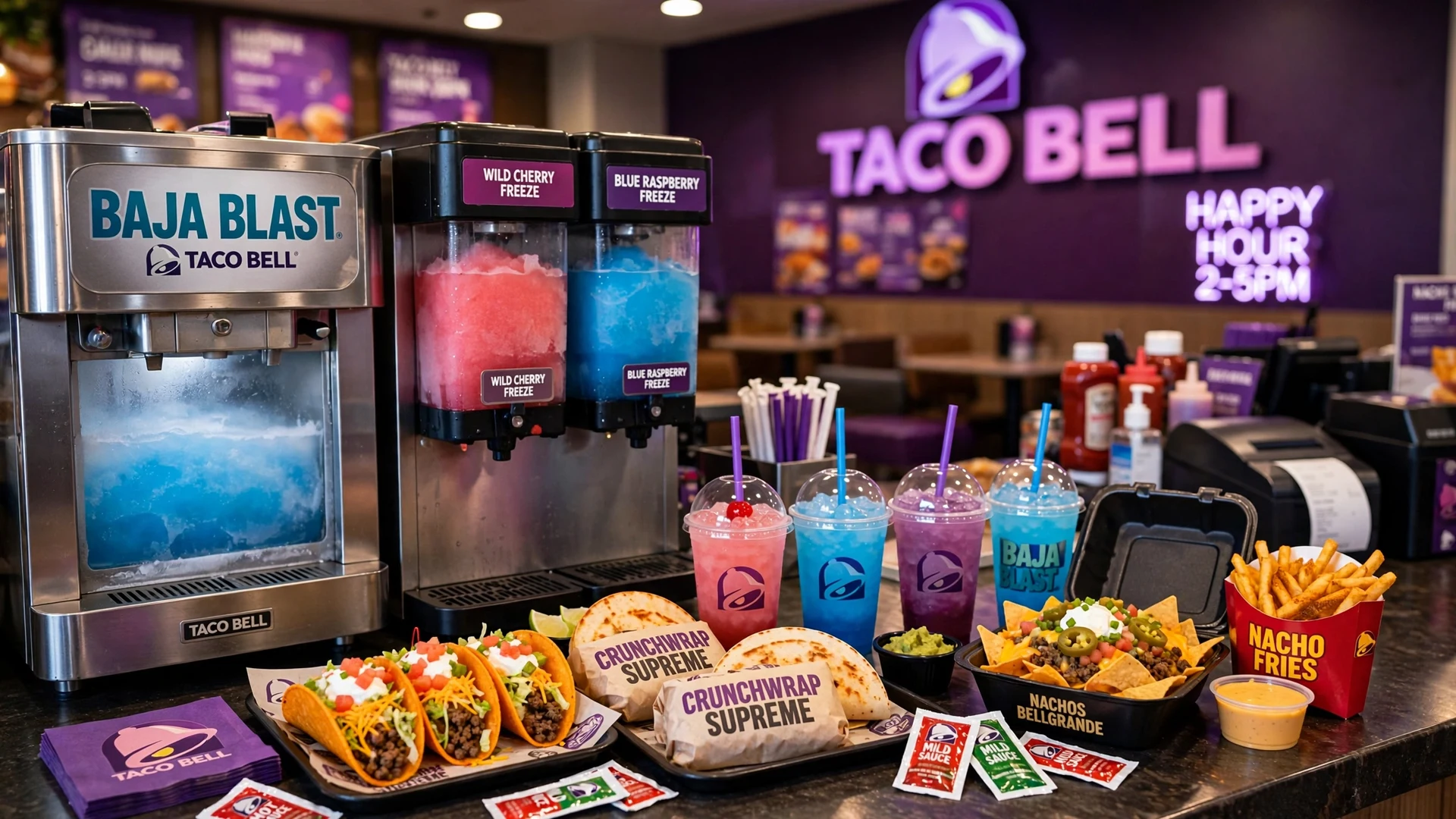Taco Bell happy hour: $1 Baja Blast Freeze and medium fountain drinks
