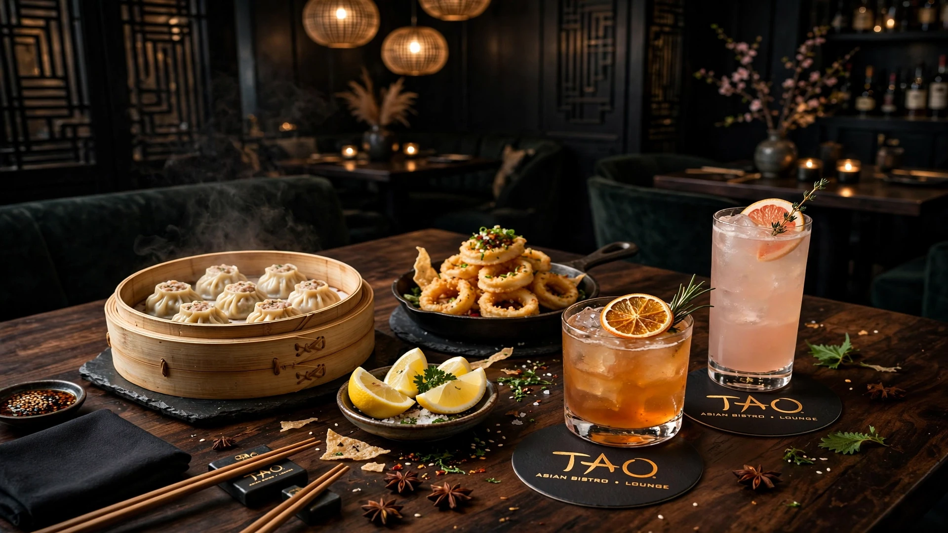 TAO happy hour: steamed dumplings, cocktails and Asian bites in the lounge