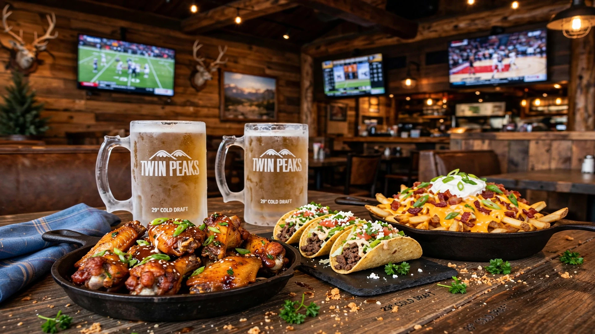 Twin Peaks happy hour: wings, tacos and ice-cold 29-degree draft beer