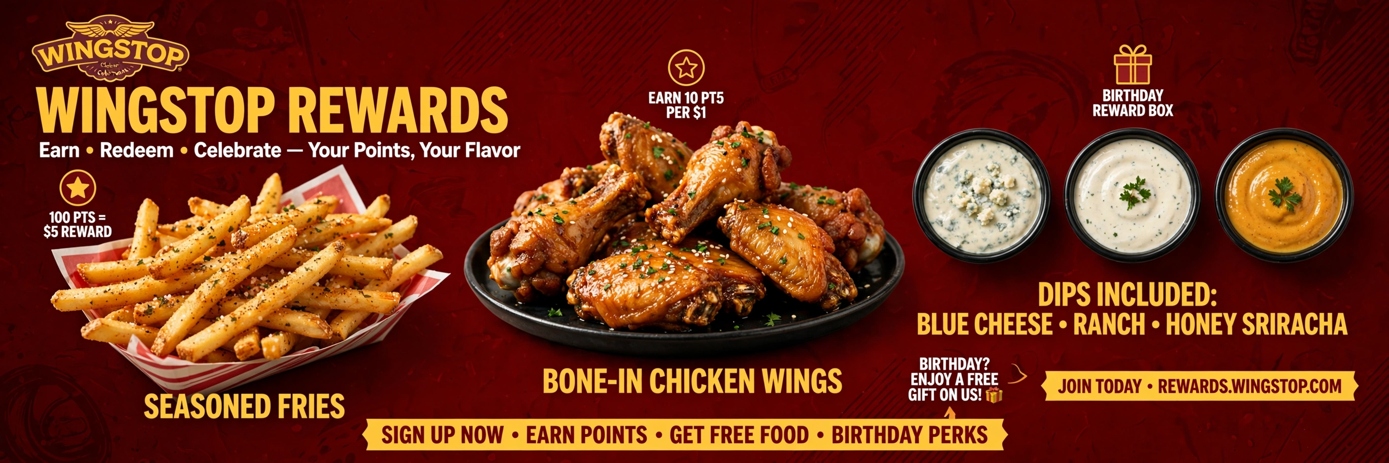 Wingstop birthday reward: free seasoned fries plus club points
